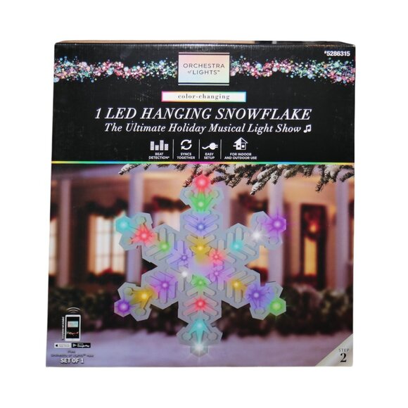 Gemmy 18" LED Color-Changing Hanging Snowflake Orchestra of Lights Light Show - Picture 2 of 6